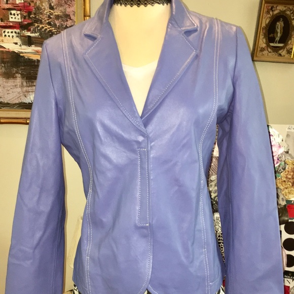 XOXO Jackets & Blazers - Light Blue leather jacket XOXO large